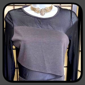 EUC Adorable Black/Gray Mesh Crop Top.
